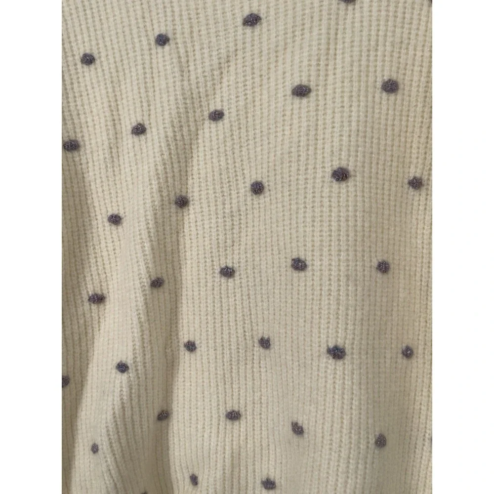 Lou & Grey LOFT Polka Dot‎ Sweater Cream Womens XS Textured Cozy Cottage Indie